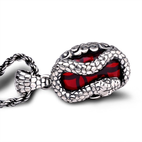 925 Silver Serpent Gemstone Pendant